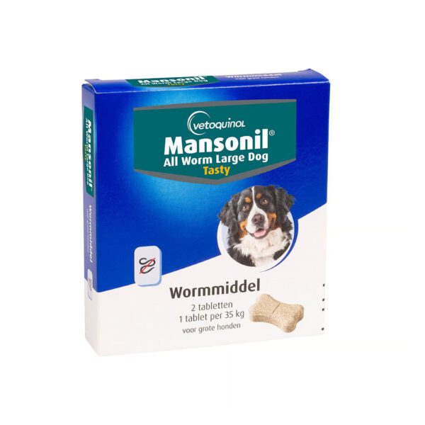 Mansonil Grote hond - 2 Ontwormingstabletten